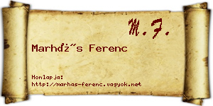 Marhás Ferenc névjegykártya